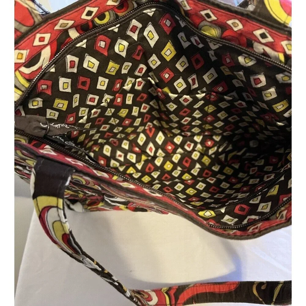 Retired Brown Yellow Red Floral Vera Bradley Pucini Handbag Purse HOBO Bag NWOT